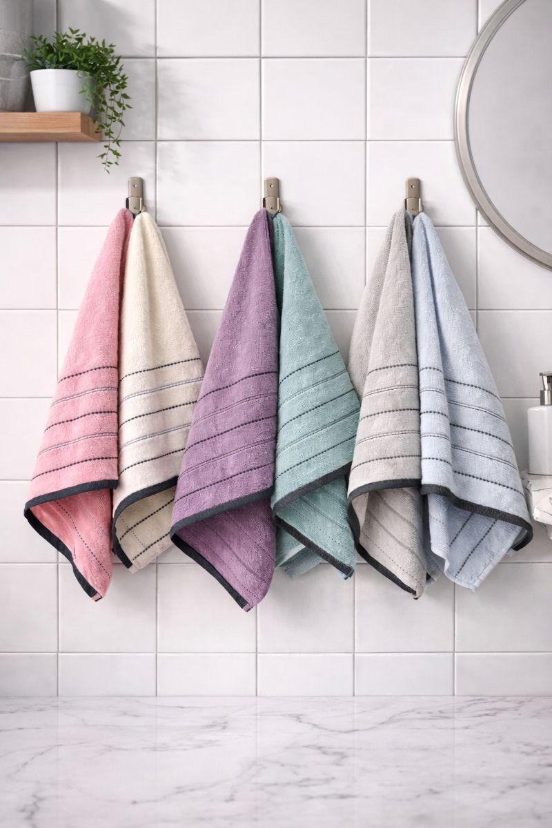 80 % Baumwolle, mehrfarbiges Hand- und Gesichtshandtuch-Set - 6-teilig (50 × 90 cm)