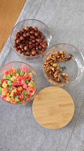 Wilmax 3-stufiges Vorratsglas, 12 x 20 cm, Thermo-Glas & Bambusdeckel