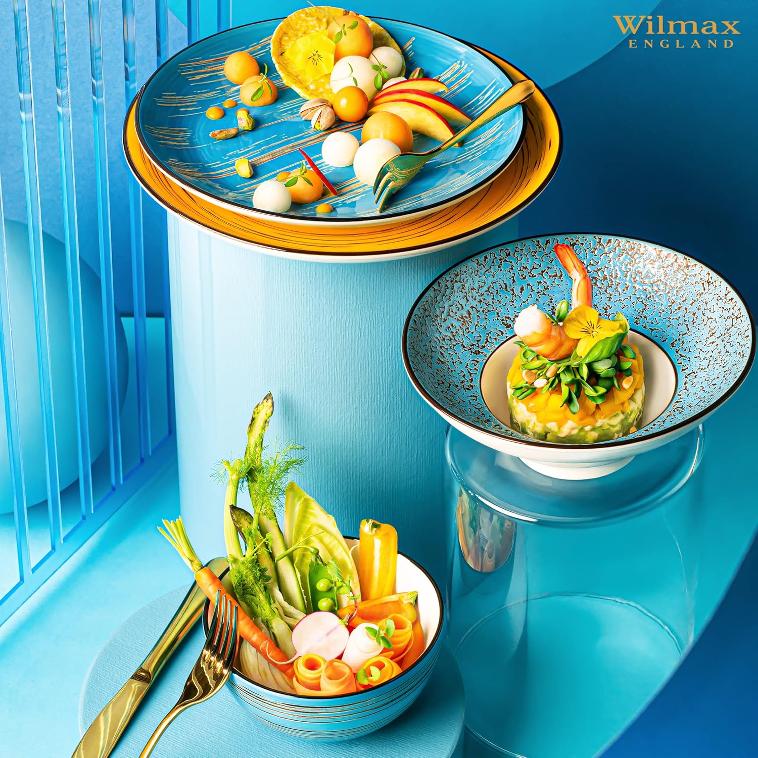 Wilmax Teller 25,5 cm Blau Porzellan 2er Set WL-669614/A2