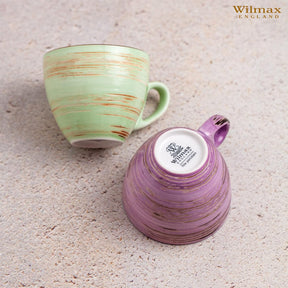 Wilmax Tasse mit Untertasse 300 ml Pistazie Porzellan 6er Set WL-669136/AB6