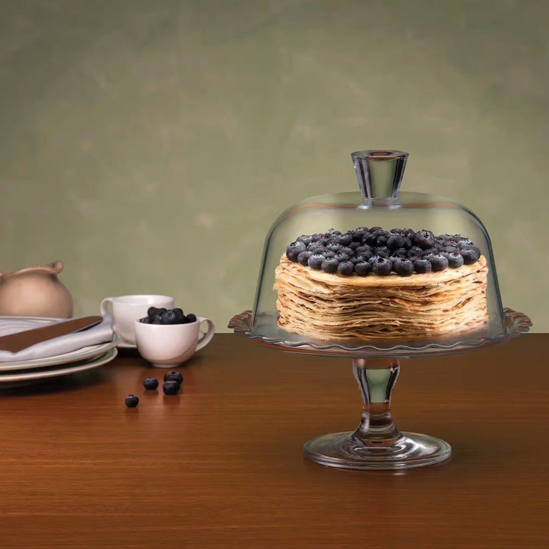 Pasabahce Petite Patisserie – Fußed Servierplatte mit Glasglocke