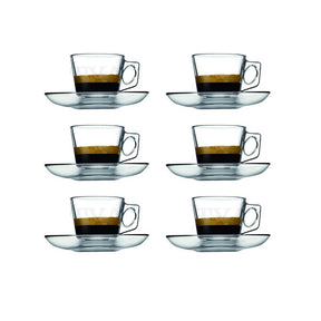 Pasabahce Vela 12-tlg. Cup & Saucer Set 80 ml - Moment der Nutzung - Alle Teile 