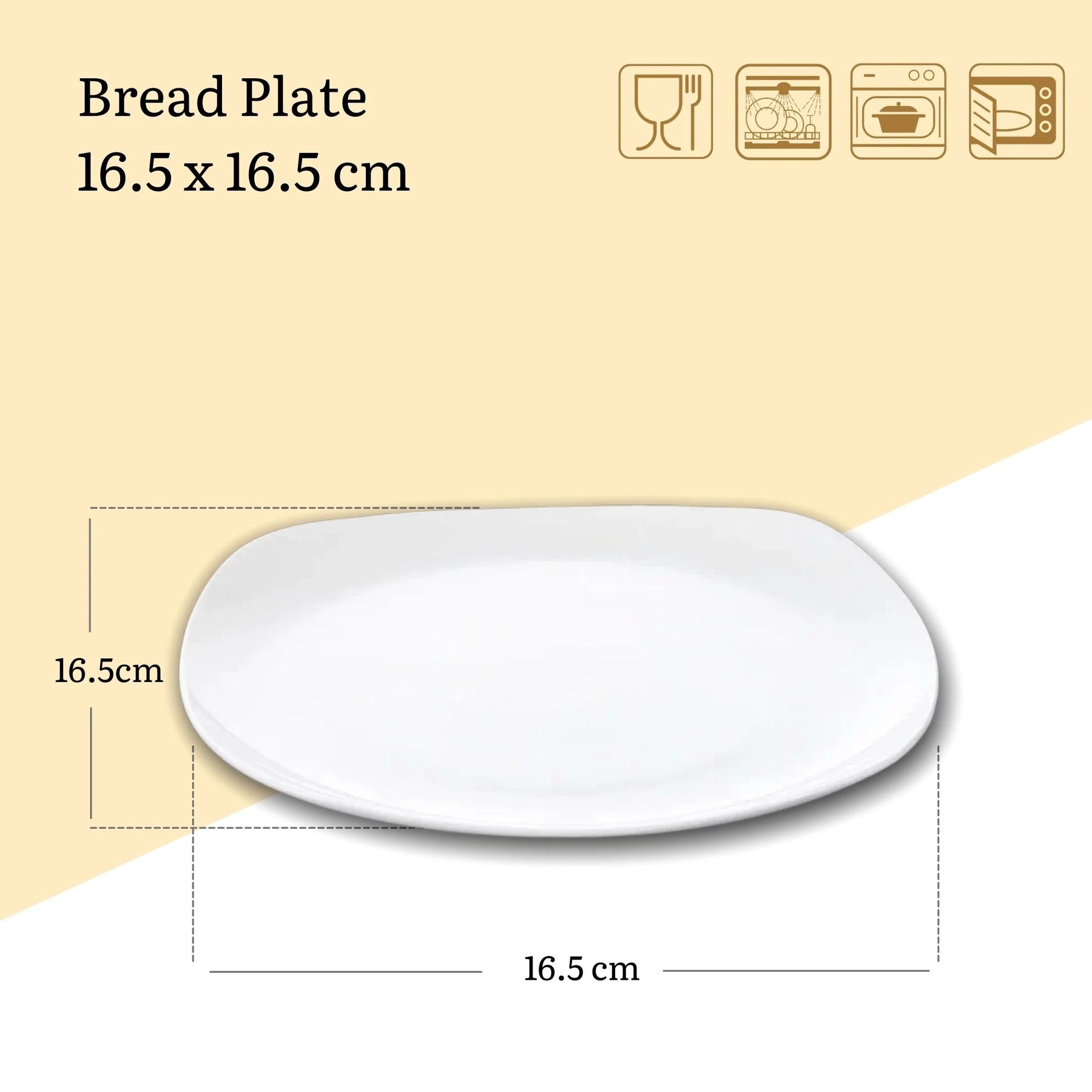 Wilmax Brotteller 16.5 cm aus Porzellan, Weiß WL-991000/A