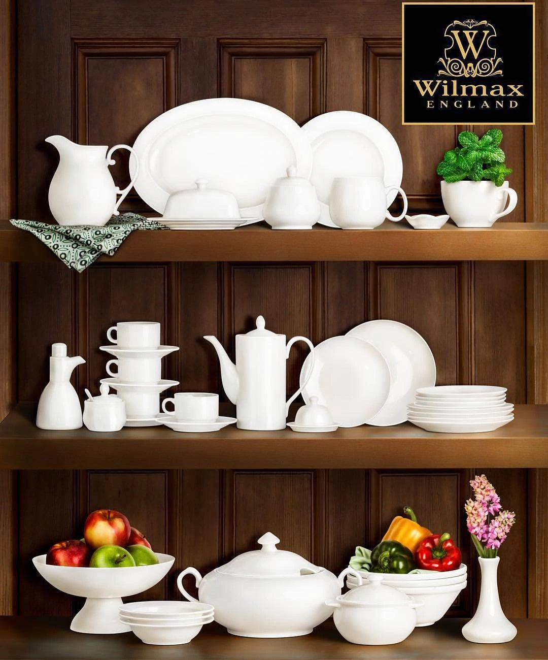 Wilmax Speiseteller 23 cm aus Porzellan, Weiß WL-991179/A