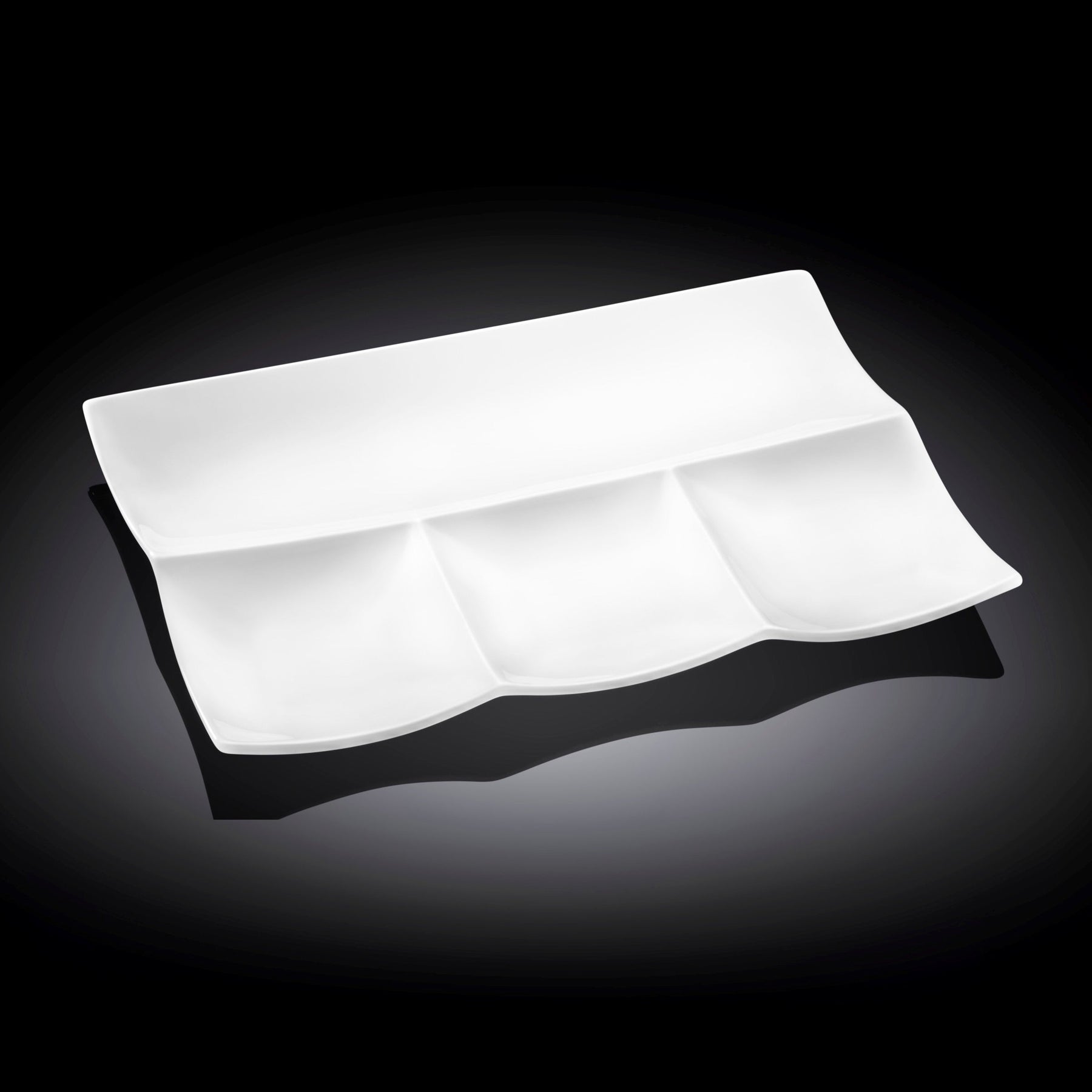 Wilmax Servierplatte 30 x 20 cm mit 4 Fächern aus Porzellan, Weiß