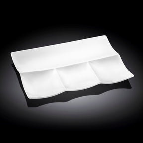 Wilmax Servierplatte 30 x 20 cm mit 4 Fächern aus Porzellan, Weiß