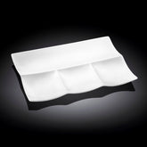 Wilmax Servierplatte 30 x 20 cm mit 4 Fächern aus Porzellan, Weiß WL-992598/A