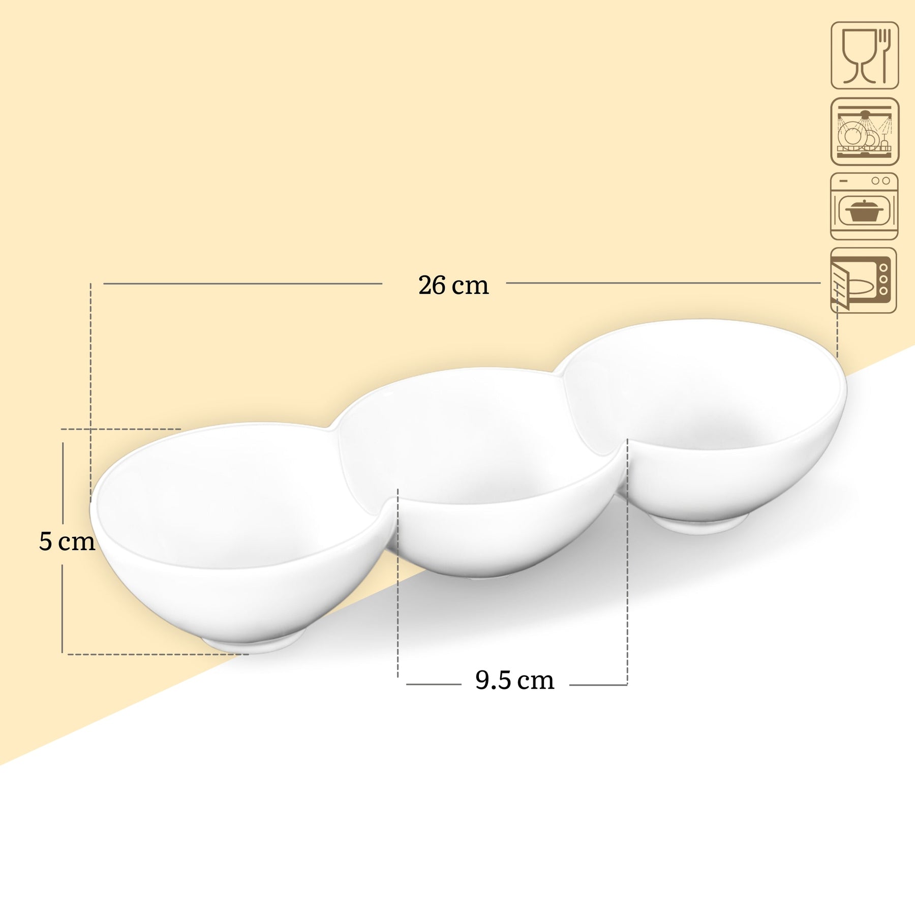 Wilmax Geteilter Teller 26 cm aus Porzellan, Weiß
