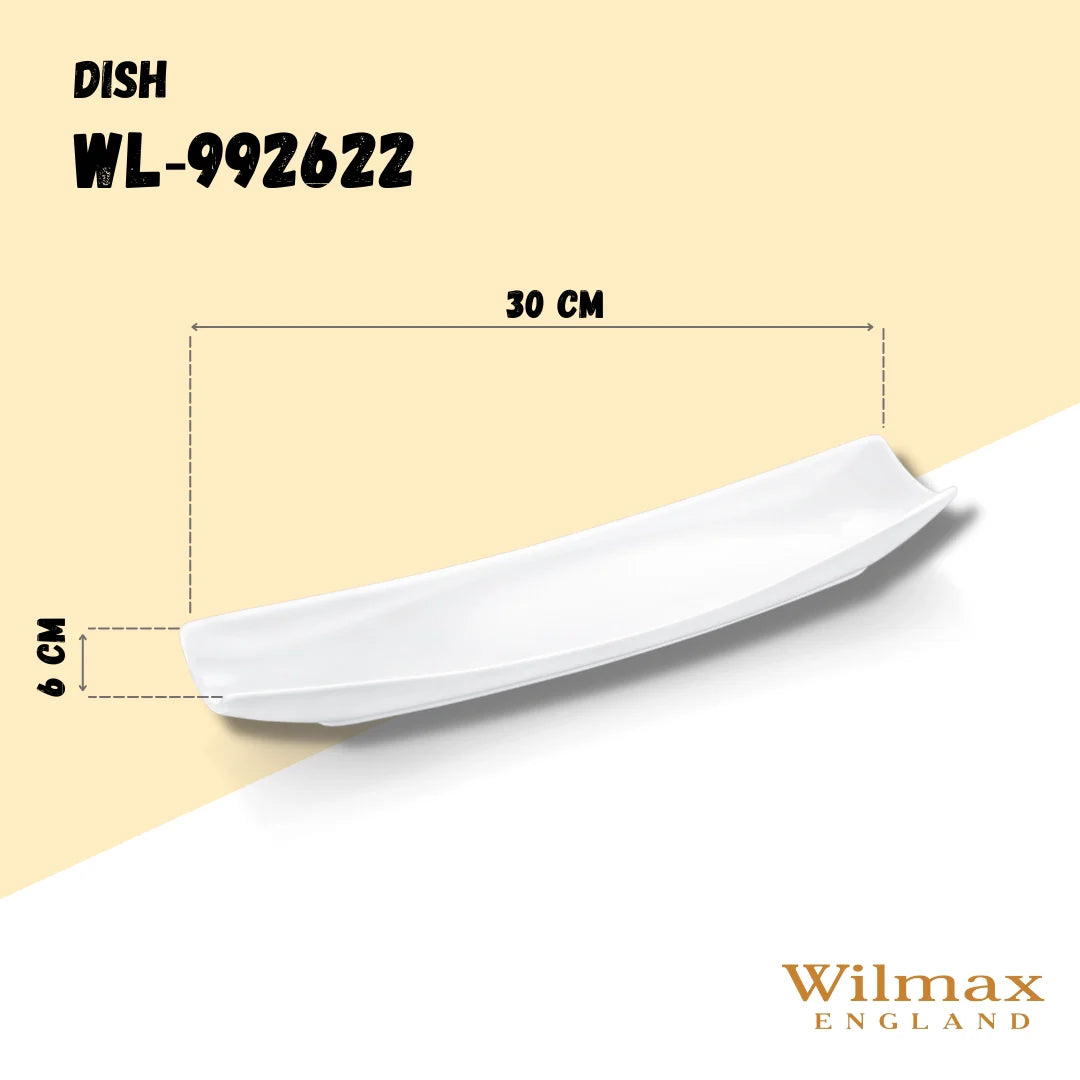 Wilmax Servierplatte 30 x 10 cm aus Porzellan, Weiß WL-992622/A