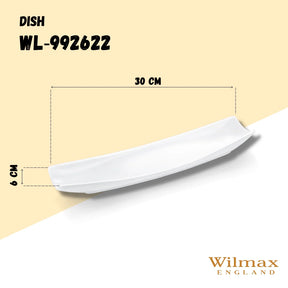 Wilmax Servierplatte 30 x 10 cm aus Porzellan, Weiß WL-992622/A