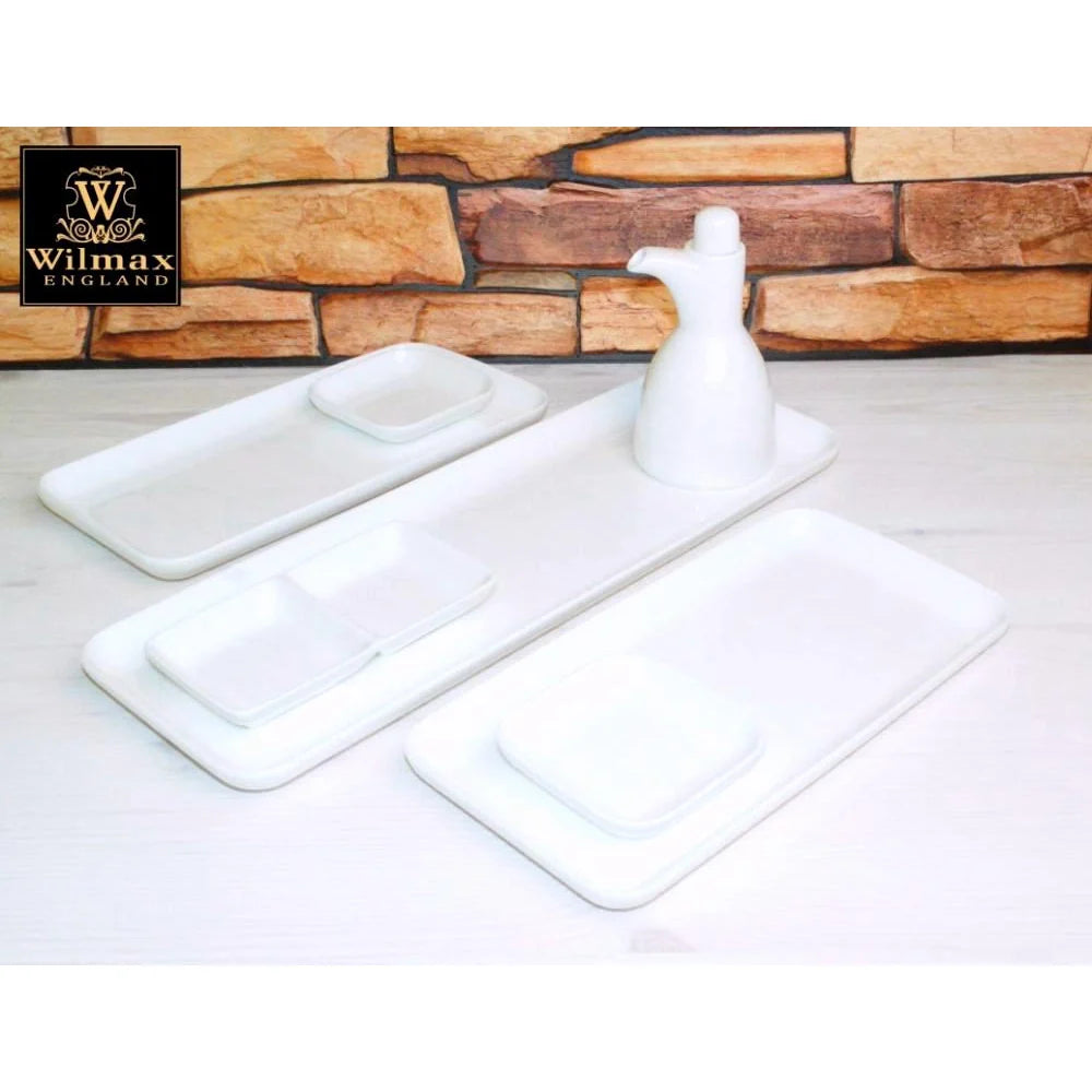 Wilmax Servierplatte 39 x 13 cm aus Porzellan, Weiß WL-992673/A
