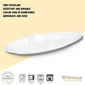 Wilmax Fischplatte 63 x 24 cm aus Porzellan, Weiß WL-992808/A