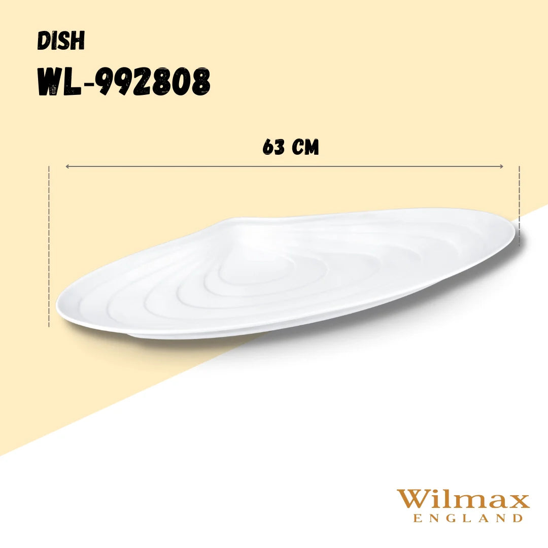 Wilmax Fischplatte 63 x 24 cm aus Porzellan, Weiß WL-992808/A