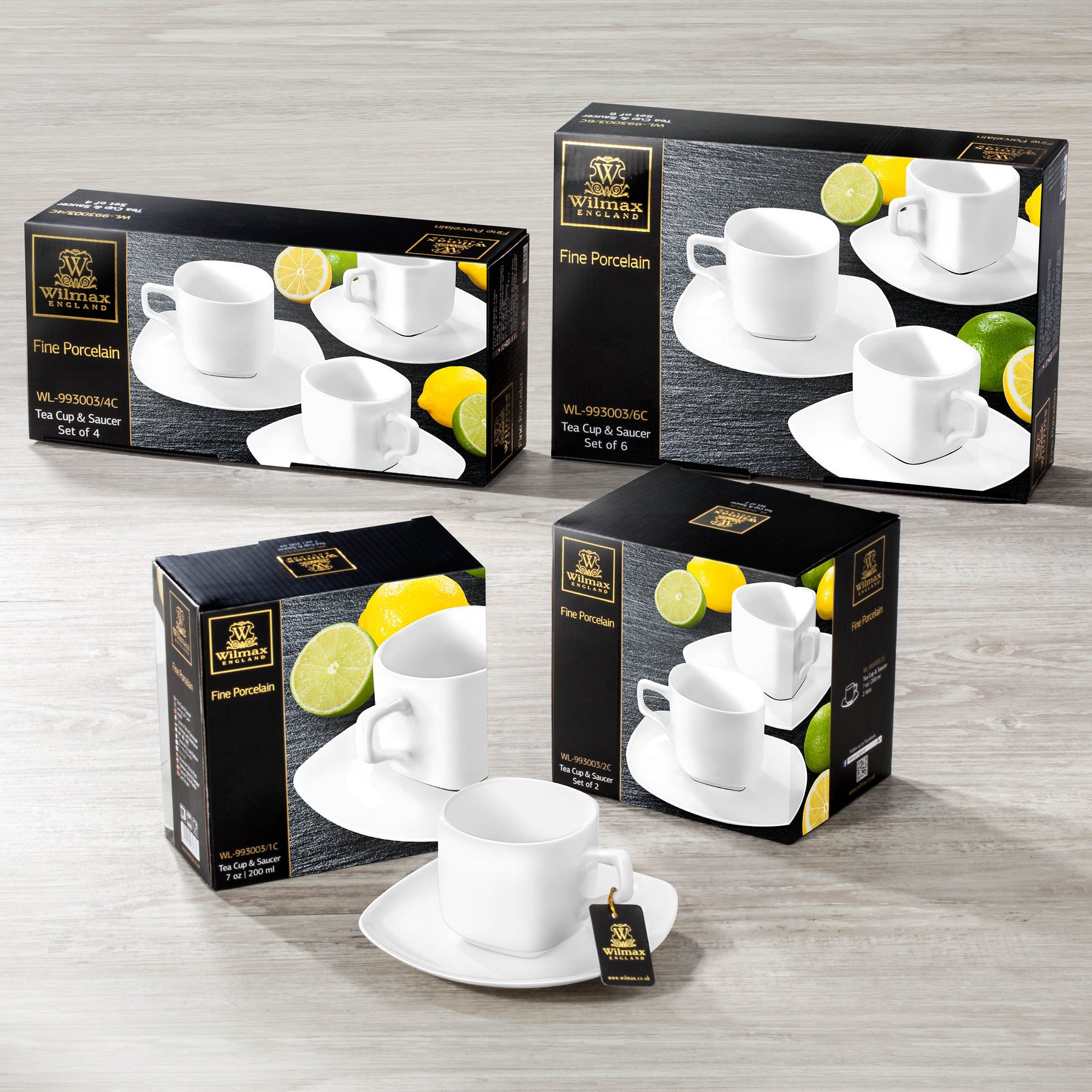 Wilmax Teetassen mit Untertassen 6er Set 200 ml WL-993003/6C