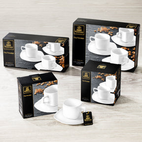 Wilmax Kaffee- und Teetassen mit Untertassen 90 ml 4er Set WL-993041/4C