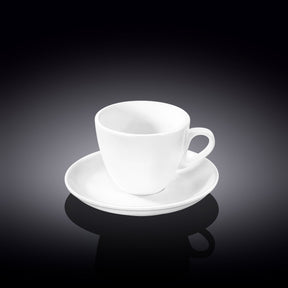 Wilmax Kaffeetasse mit Untertasse 110 ml Weiß Porzellan WL-993174/AB