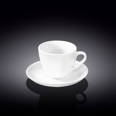 Wilmax Kaffeetasse mit Untertasse 110 ml Weiß Porzellan