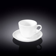 Wilmax Kaffeetasse mit Untertasse 110 ml Weiß Porzellan