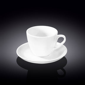 Wilmax Teetasse mit Untertasse 190 ml Weiß Porzellan WL-993175/AB