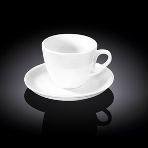 Wilmax Teetasse mit Untertasse 300 ml Weiß Porzellan WL-993176/AB
