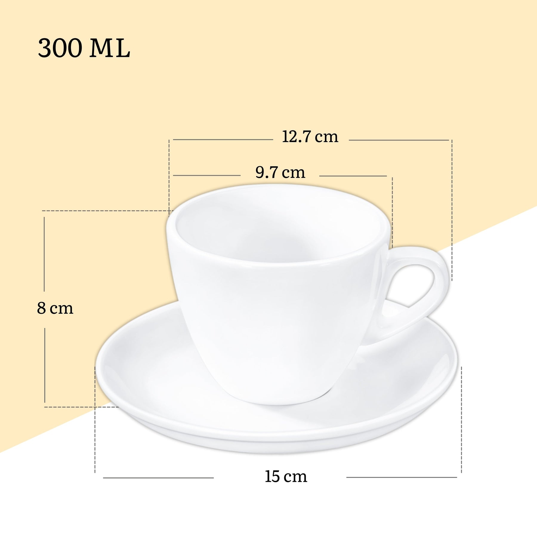 Wilmax Teetasse mit Untertasse 300 ml Weiß Porzellan WL-993176/AB