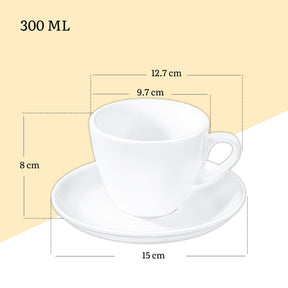 Wilmax Teetasse mit Untertasse 300 ml Weiß Porzellan WL-993176/AB
