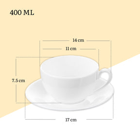 Wilmax Teetasse mit Untertasse 400 ml Weiß Porzellan WL-993191/AB