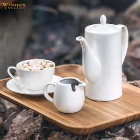 Wilmax Teetasse mit Untertasse 400 ml Weiß Porzellan WL-993191/AB