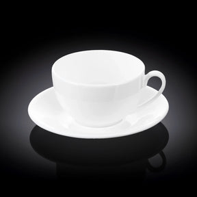 Wilmax Teetasse mit Untertasse 400 ml Weiß Porzellan WL-993191/AB