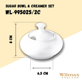 Wilmax Zuckerdose und Milchkännchen Set Weiß Porzellan WL-995025/2C