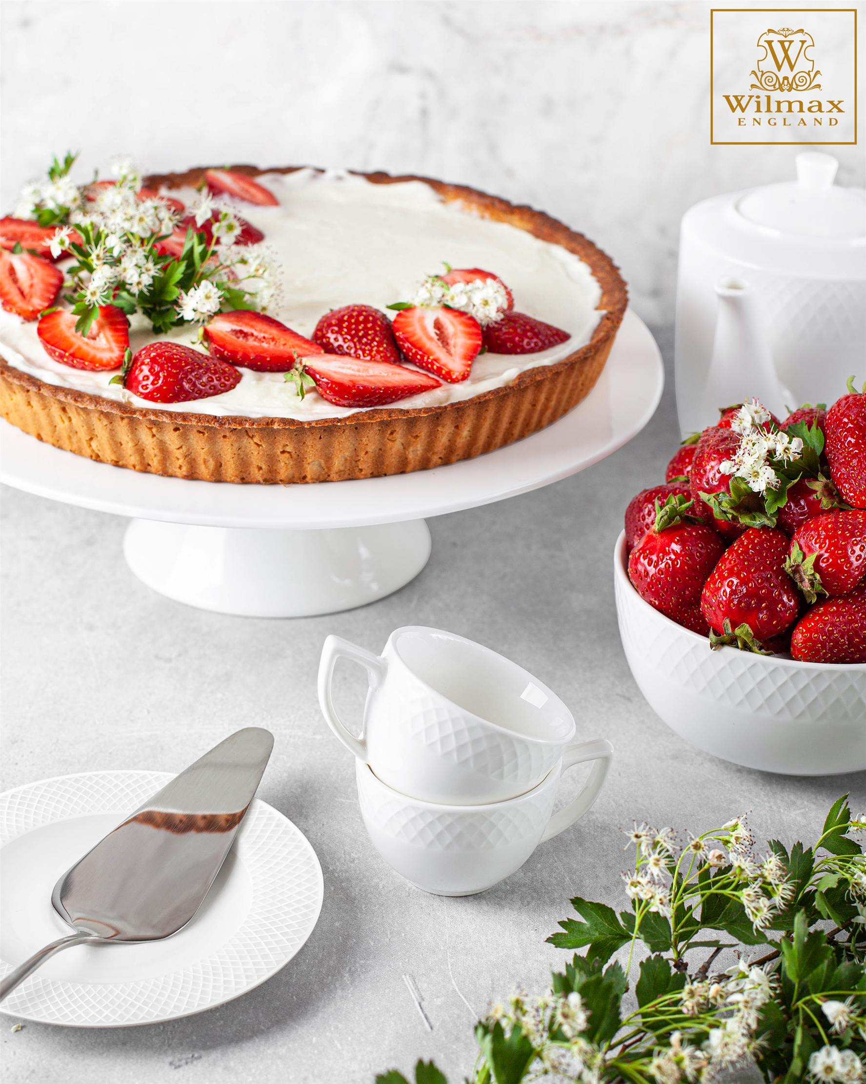 Wilmax Kuchenständer 30 cm Porzellan Weiß WL-996130/A