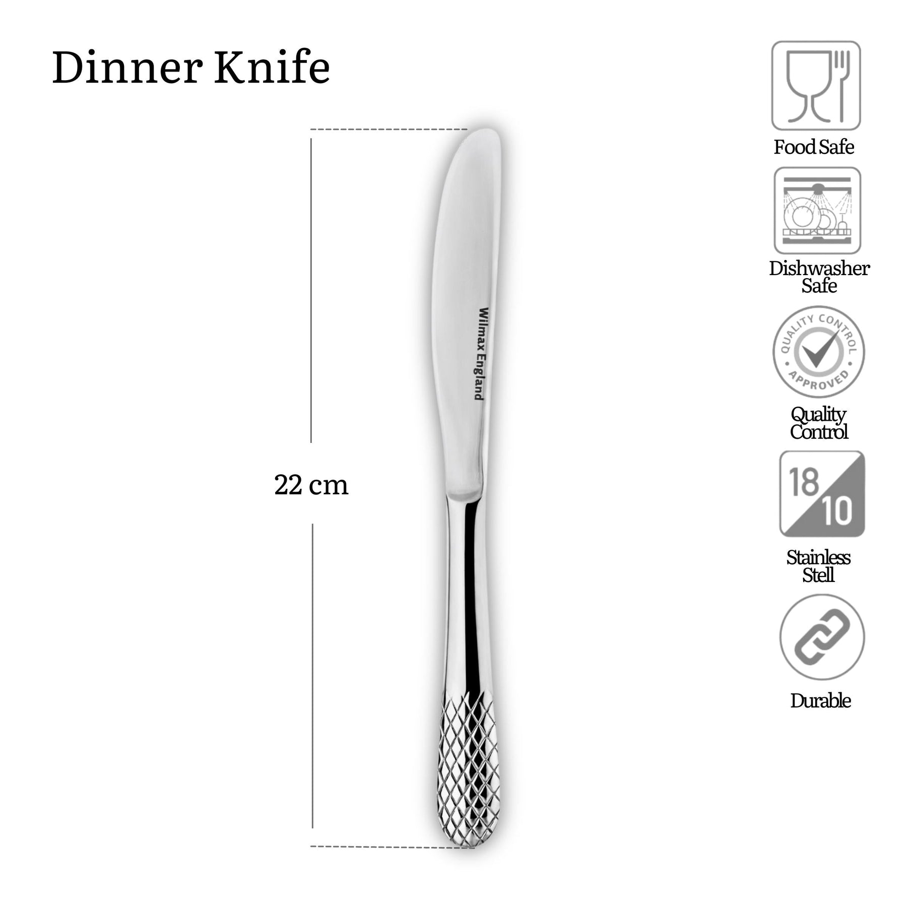 Wilmax Tafelmesser Set 22 cm Edelstahl 6er Set WL-999200/6C