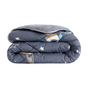 Einzelbett Astronaut gemustert Doppelseitiges Welsoft-Schlafset mit Laken (Bettdecke+Laken+Kopfkissenbezug)