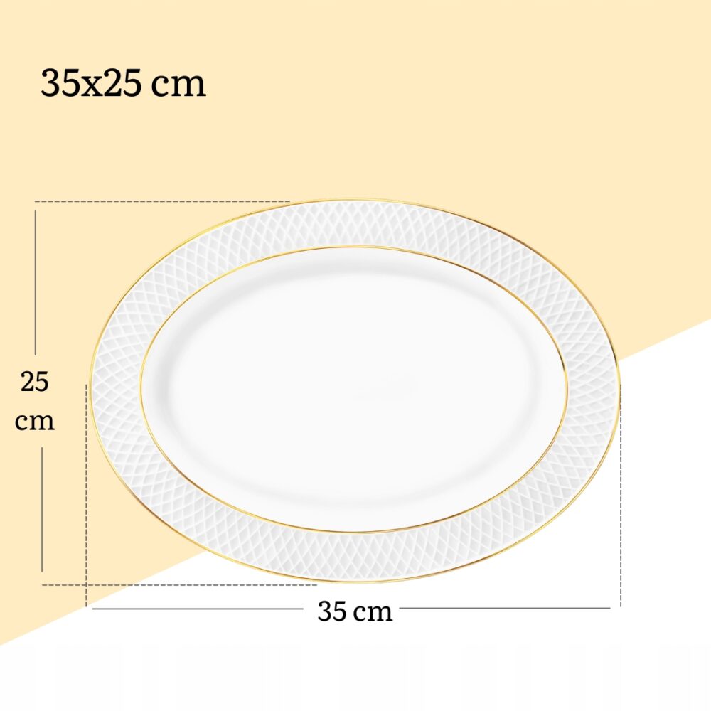 Wilmax Servierplatte oval 35x25 cm Weiß Porzellan mit Goldrand WL-880102117/A