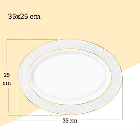 Wilmax Servierplatte oval 35x25 cm Weiß Porzellan mit Goldrand WL-880102117/A