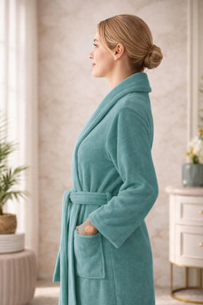 Ultraweicher Premium-Baumwollbademantel für Damen und Herren, hohes Grammgewicht - L/XL