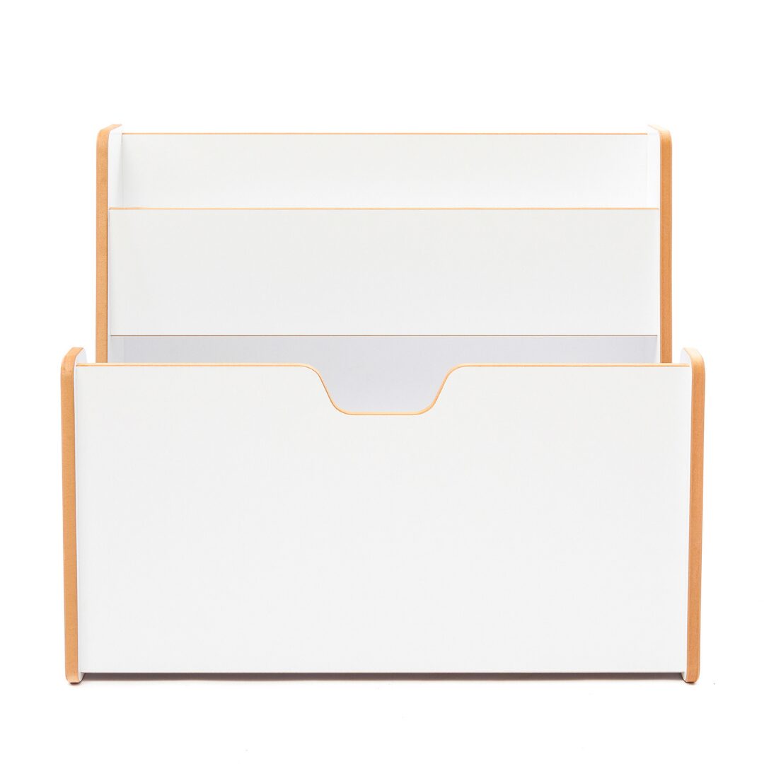 Cozy Collections 2-in-1 Spielzeugkiste & Bücherregal – Montessori-Möbel mit Buchhalter und Tragegriffen, H55 × B57 × T34 cm