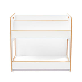 Cozy Collections Dove 2-stöckiges Bücherregal – Natur- und Weißholz mit Montessori-Tragegriffen, H55 × B56 × T34 cm