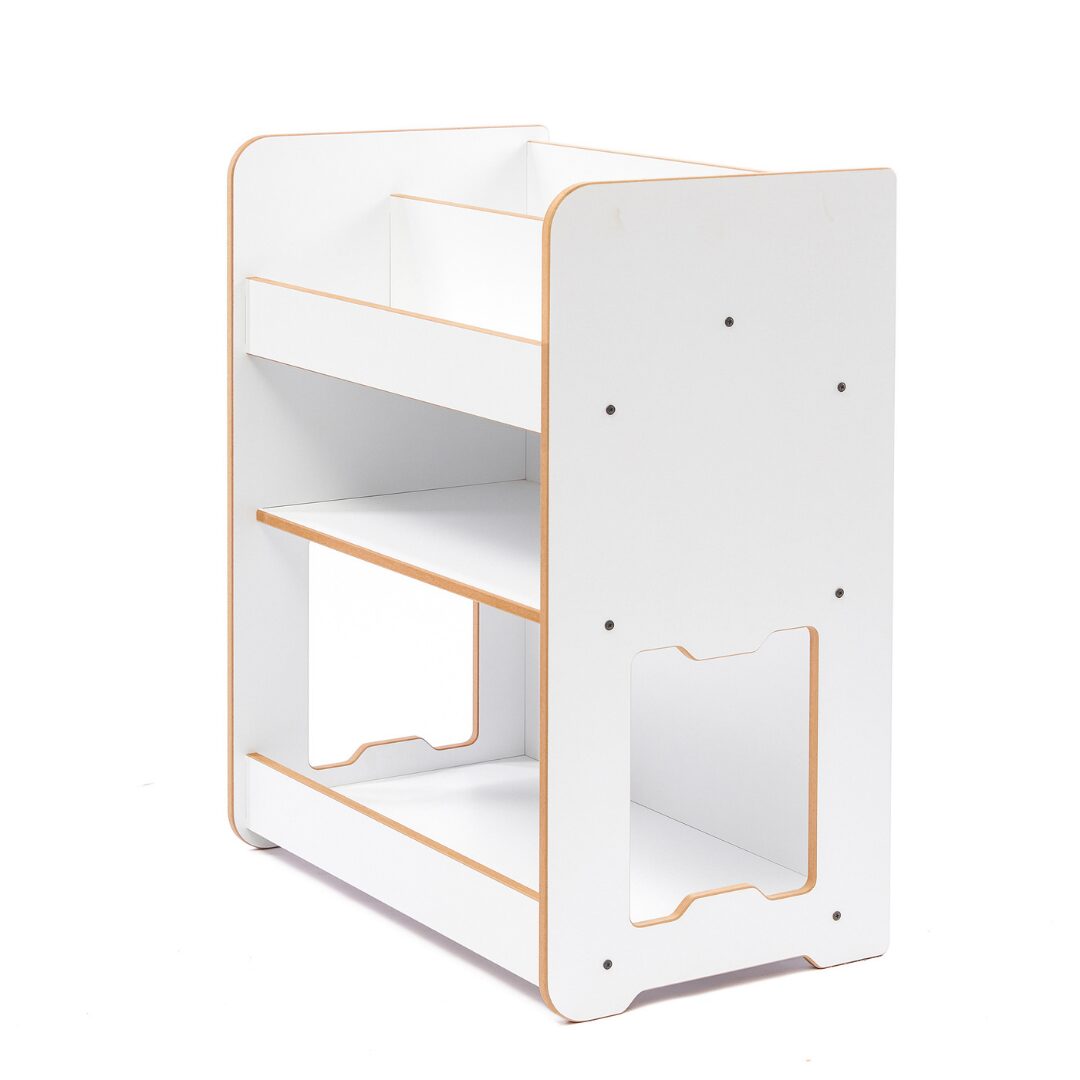 Cozy Collections Seagull 3-stöckiges Bücherregal (mittelgroß) – Naturholz/Weiß, H70 × B57 × T34 cm, für Kinder 4–6 Jahre