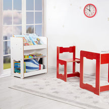 Cozy Collections Seagull 3-stöckiges Bücherregal (mittelgroß) – Naturholz/Weiß, H70 × B57 × T34 cm, für Kinder 4–6 Jahre