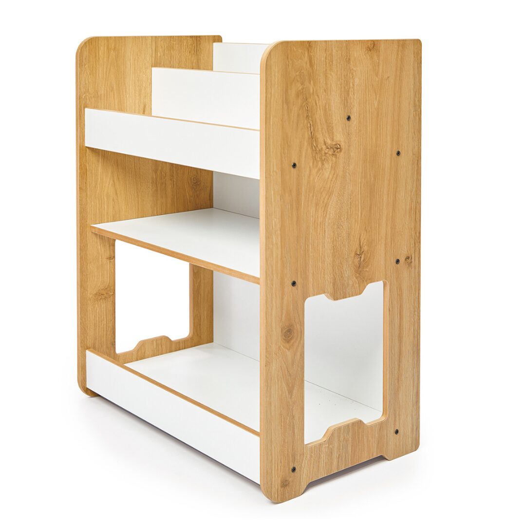 Cozy Collections Seagull 3-stöckiges Bücherregal (mittelgroß) – Naturholz/Weiß, H70 × B57 × T34 cm, für Kinder 4–6 Jahre