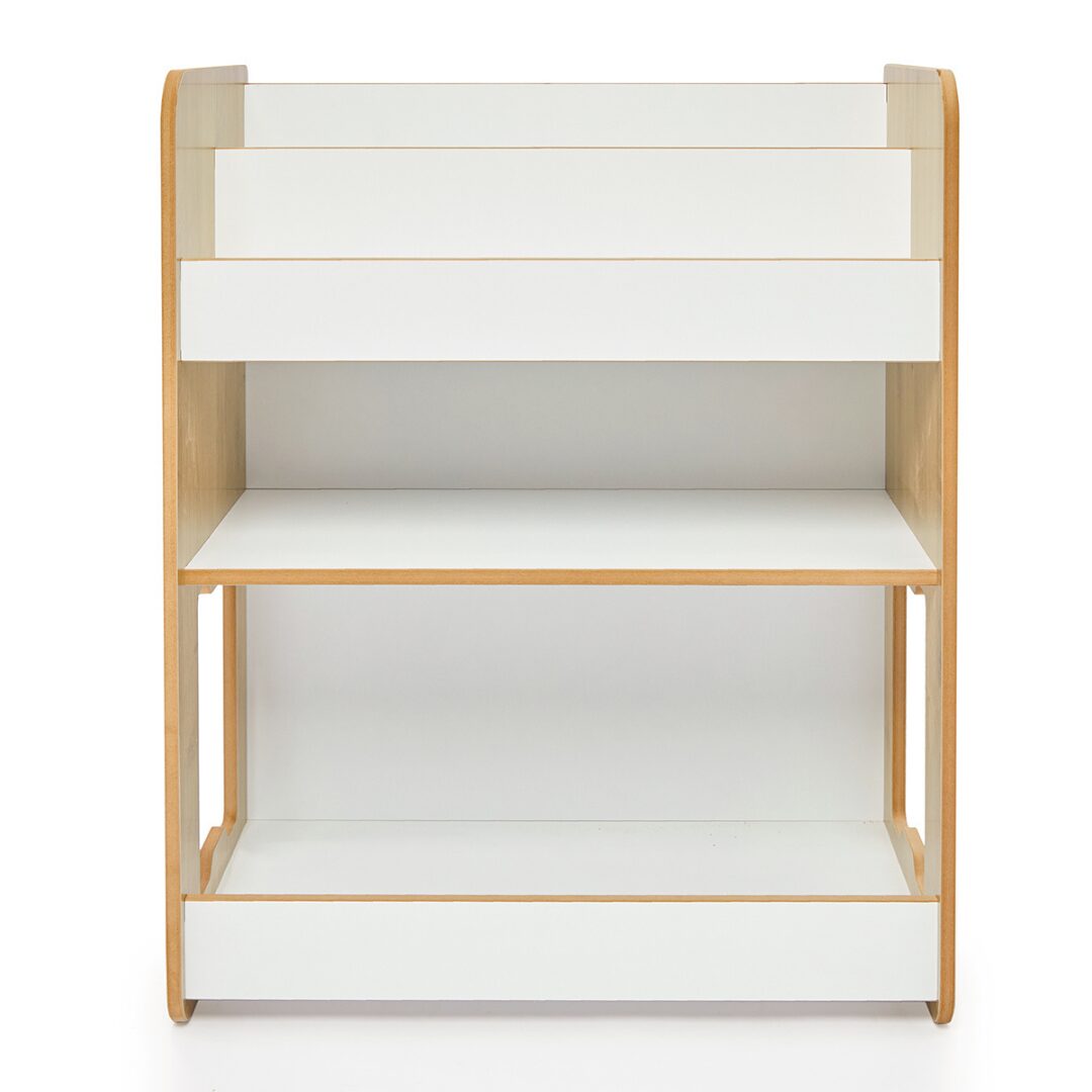 Cozy Collections Seagull 3-stöckiges Bücherregal (mittelgroß) – Naturholz/Weiß, H70 × B57 × T34 cm, für Kinder 4–6 Jahre