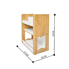 Cozy Collections Seagull 3-stöckiges Bücherregal (mittelgroß) – Naturholz/Weiß, H70 × B57 × T34 cm, für Kinder 4–6 Jahre