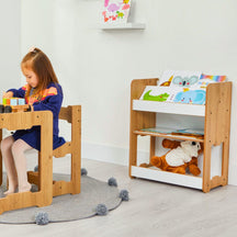 Cozy Collections Seagull 3-stöckiges Bücherregal (mittelgroß) – Naturholz/Weiß, H70 × B57 × T34 cm, für Kinder 4–6 Jahre