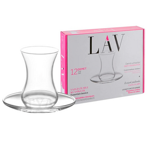 LAV Demet Teegläser & Unterteller Set – 135 ml (4 1/2 oz), 6er Set (12tlg.)
