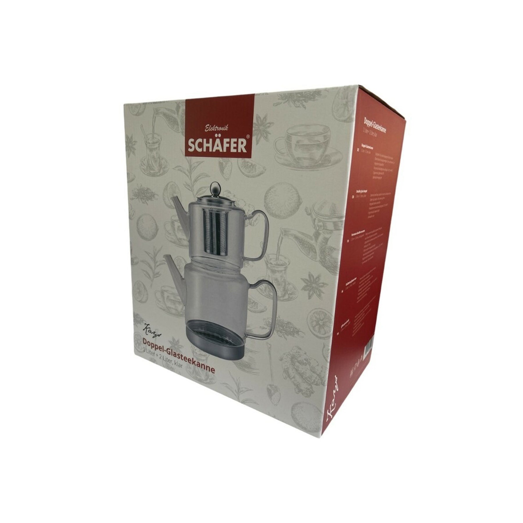 Schäfer Home Kays Doppel-Glasteekanne - Induktion, 1L & 2L, klar