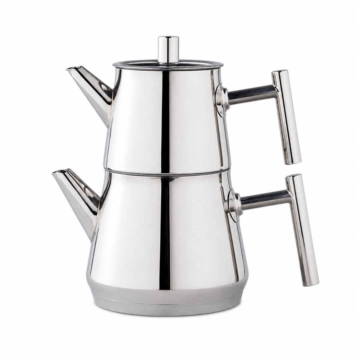 English Home New Aden Teekanne aus Stahl (Çaydanlık) 0,75-1,75 l Silber