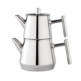 English Home New Aden Teekanne aus Stahl (Çaydanlık) 0,75-1,75 l Silber