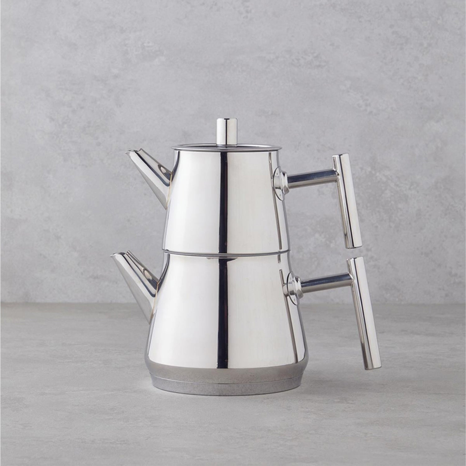 English Home New Aden Teekanne aus Stahl (Çaydanlık) 0,75-1,75 l Silber