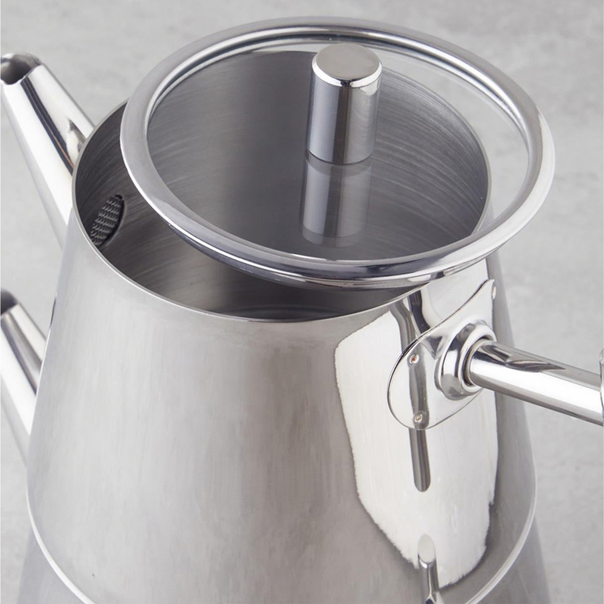 English Home New Aden Teekanne aus Stahl (Çaydanlık) 0,75-1,75 l Silber